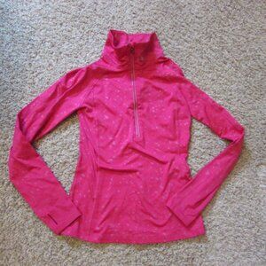 Under Armour Cold Gear XS Pink Patterned 1/4 Zip Poly Stretch Top thumbholes
